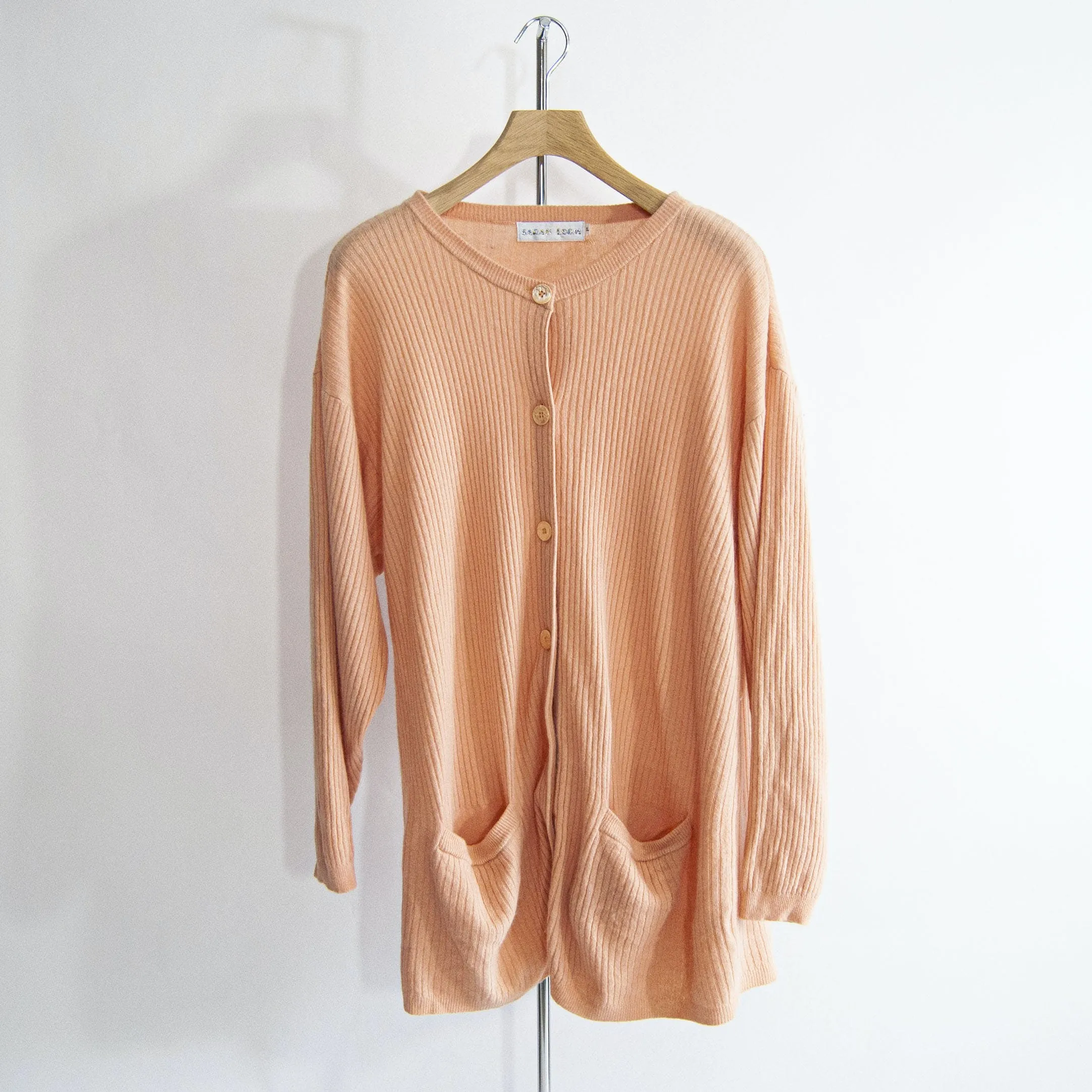 00's Peach Lambswool Angora Knit Skirt Suit by Sarah Loom