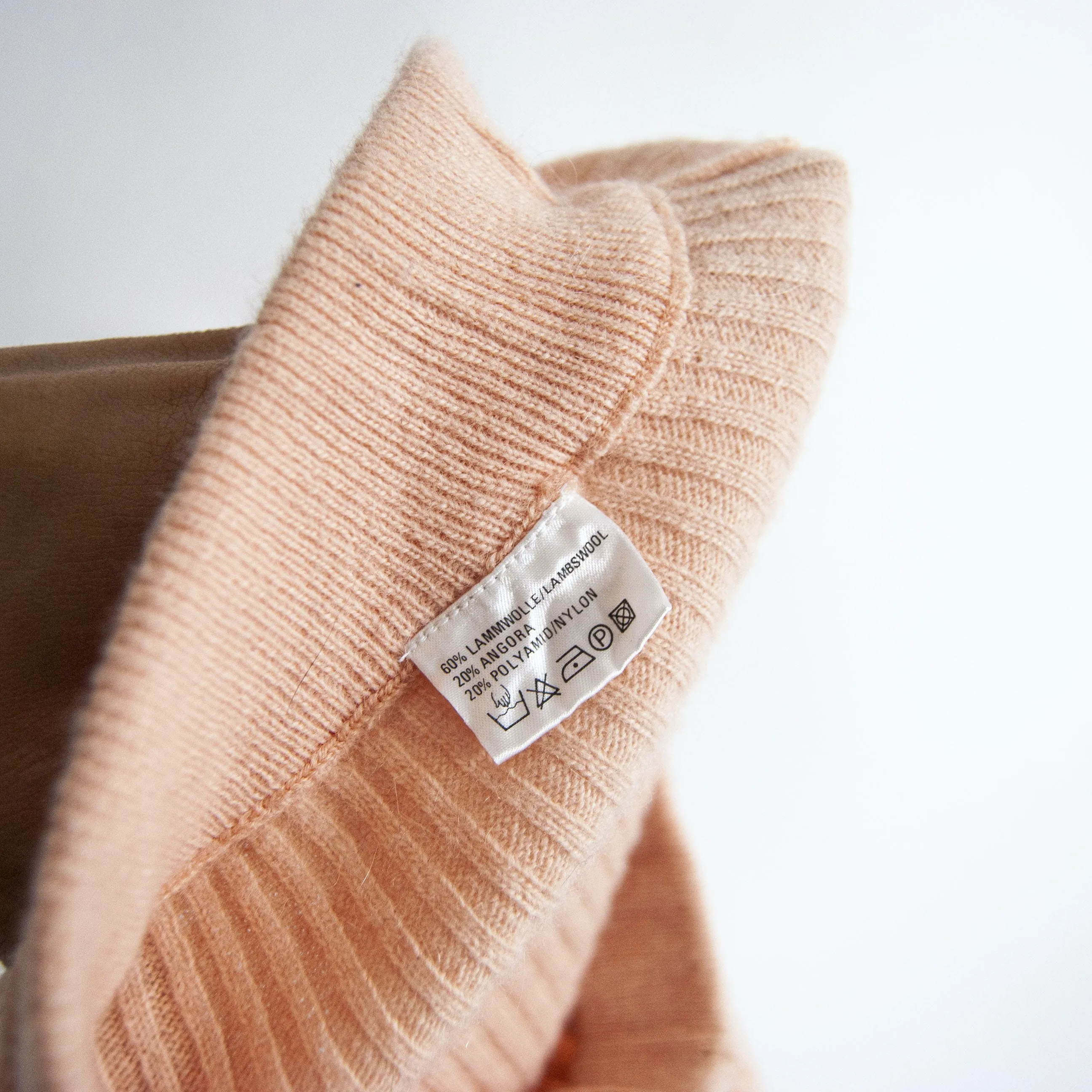 00's Peach Lambswool Angora Knit Skirt Suit by Sarah Loom