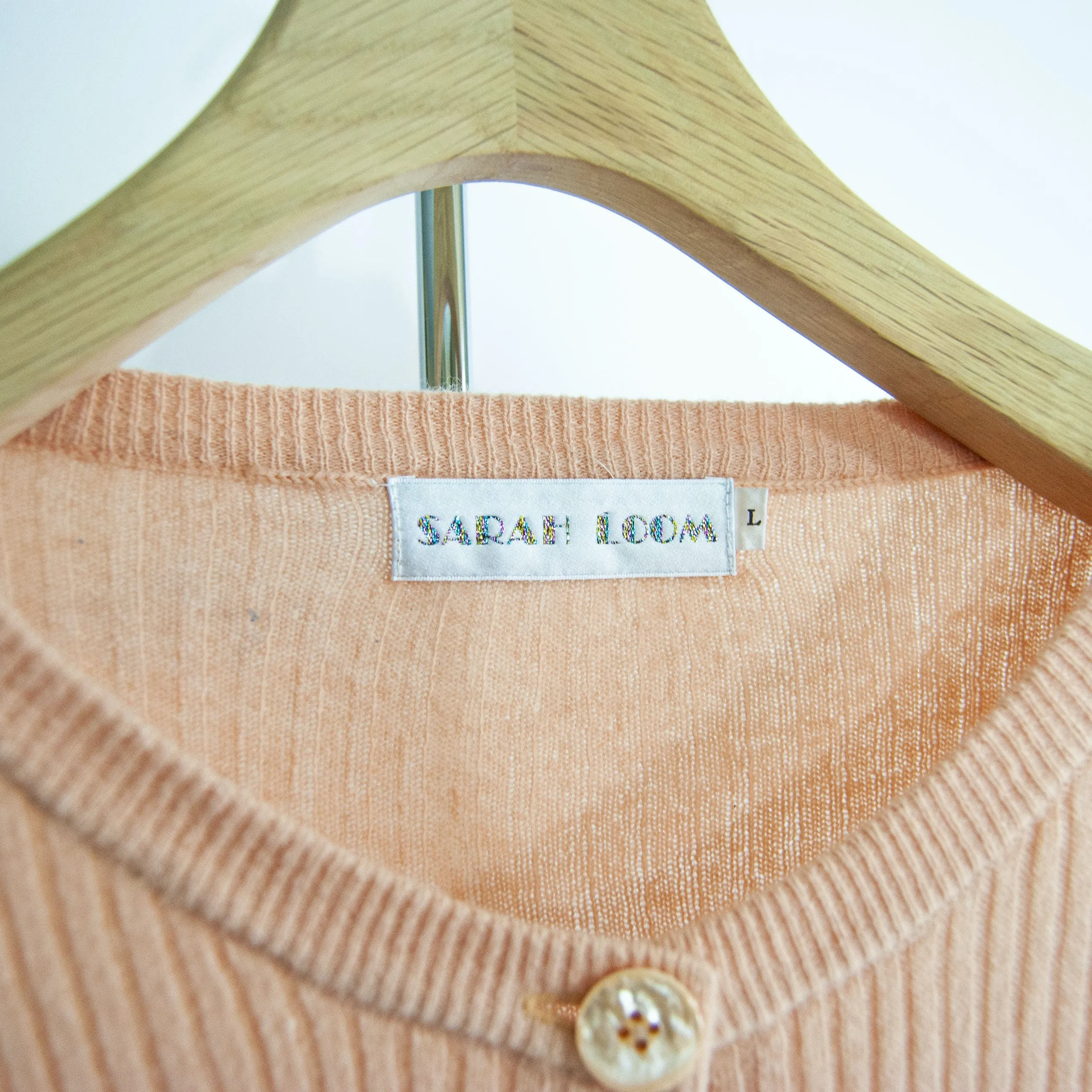 00's Peach Lambswool Angora Knit Skirt Suit by Sarah Loom