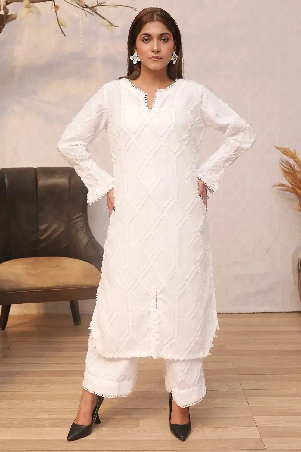 2PC Printed Stitched Cambric Suit KST-24056
