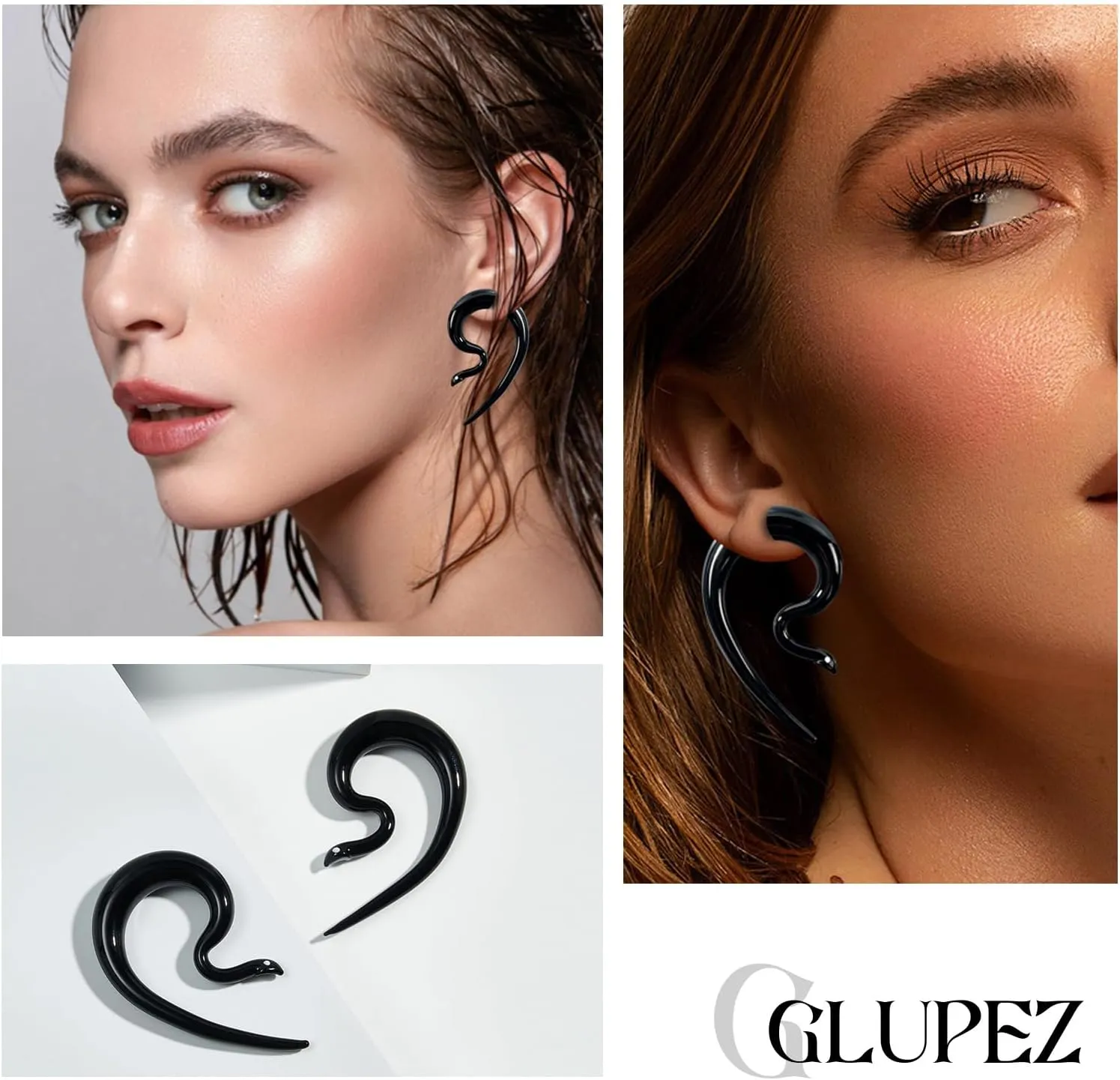 2PCS Glass Spiral Ear Tapers Plugs Expander Stretcher Hanger Twist Gauges Earrings Stretching Tunnels Body Piercing Jewelry for Women Men 4G-1/2" 5MM-12MM