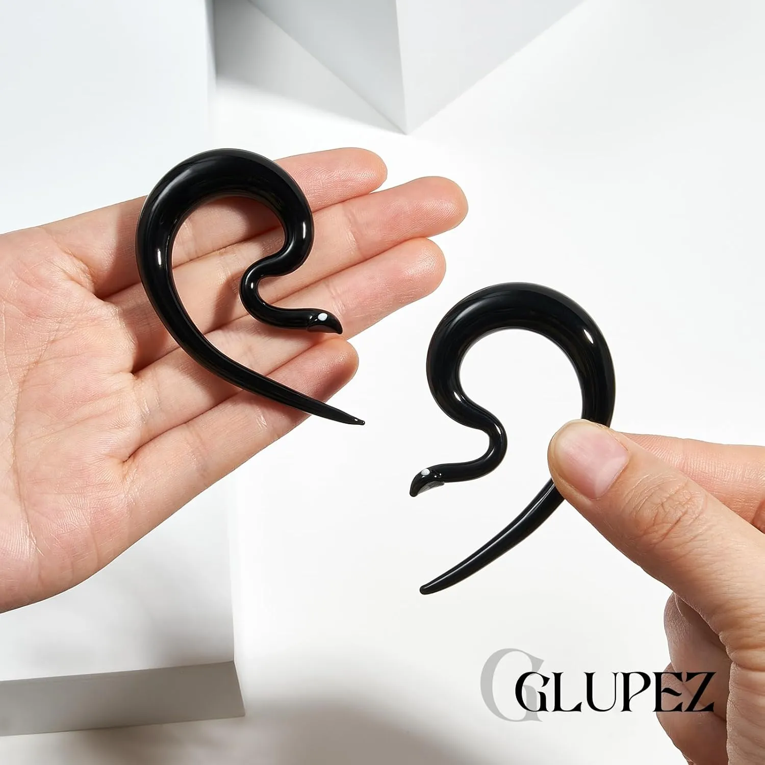 2PCS Glass Spiral Ear Tapers Plugs Expander Stretcher Hanger Twist Gauges Earrings Stretching Tunnels Body Piercing Jewelry for Women Men 4G-1/2" 5MM-12MM
