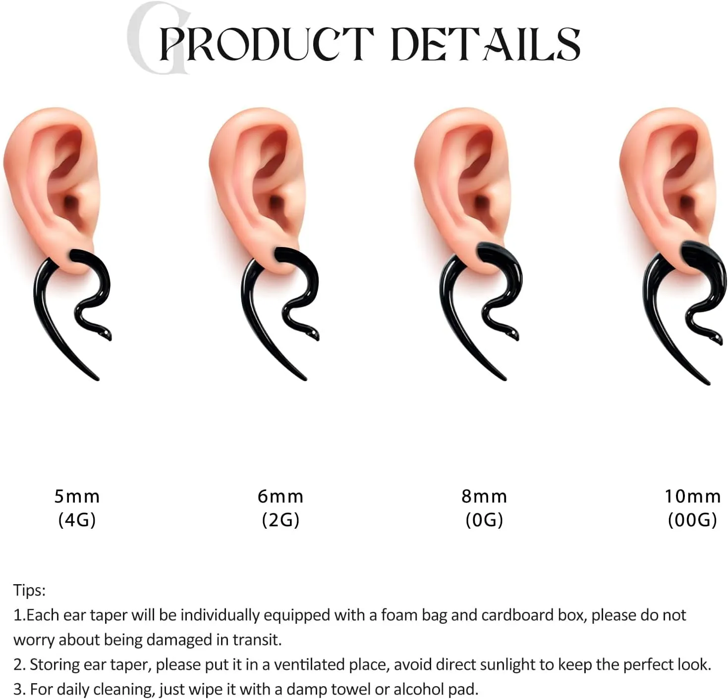 2PCS Glass Spiral Ear Tapers Plugs Expander Stretcher Hanger Twist Gauges Earrings Stretching Tunnels Body Piercing Jewelry for Women Men 4G-1/2" 5MM-12MM
