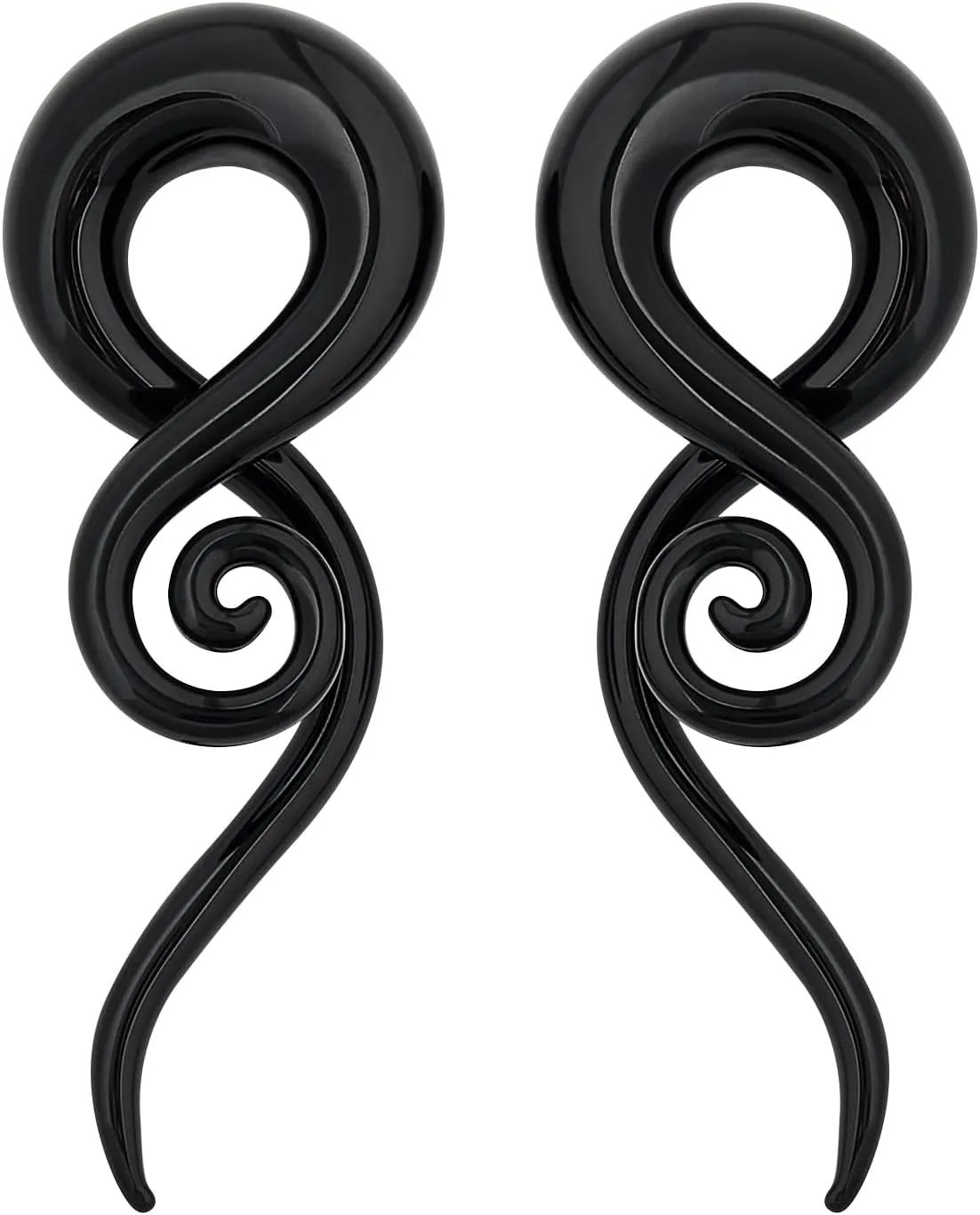 2PCS Glass Spiral Ear Tapers Plugs Expander Stretcher Hanger Twist Gauges Earrings Stretching Tunnels Body Piercing Jewelry for Women Men 4G-1/2" 5MM-12MM