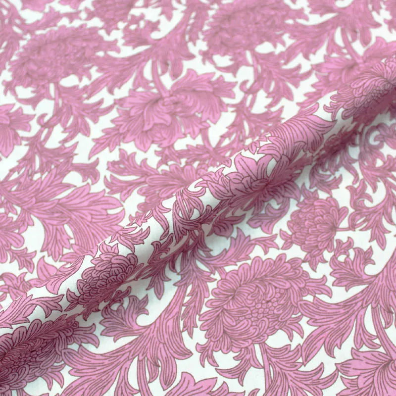 60CM REMNANT DRESSMAKING FLORAL COTTON LAWN FABRIC - Pink - JOYCE