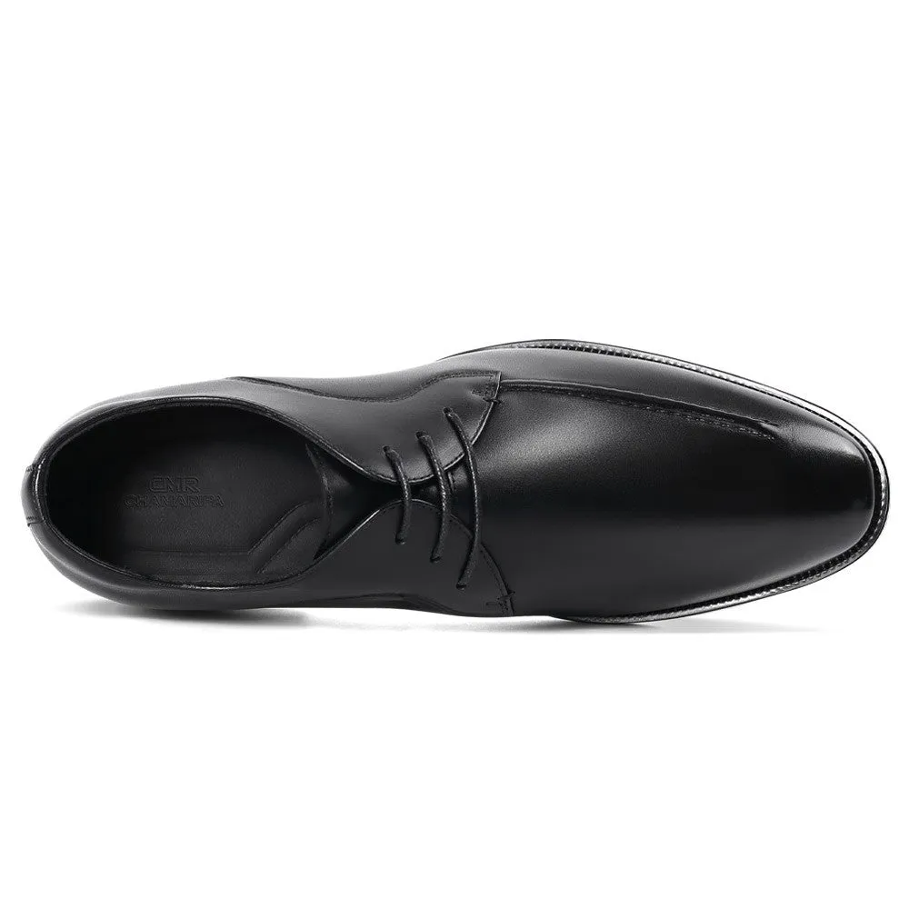 7 CM/2.76 Inches CMR CHAMARIPA Men's Elevator Dress Shoes - Black Leather Lace-Up Formal Shoes