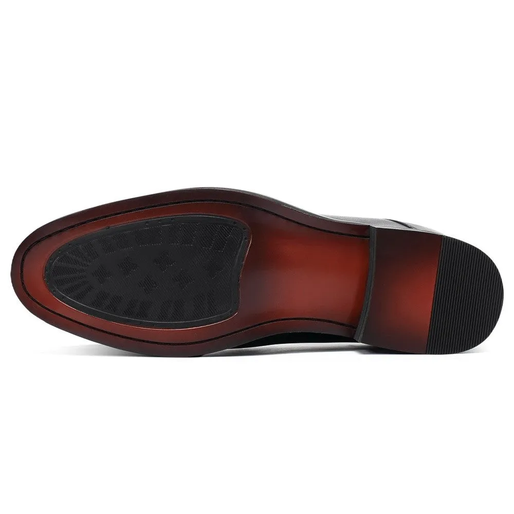 7 CM/2.76 Inches CMR CHAMARIPA Men's Elevator Dress Shoes - Black Leather Lace-Up Formal Shoes