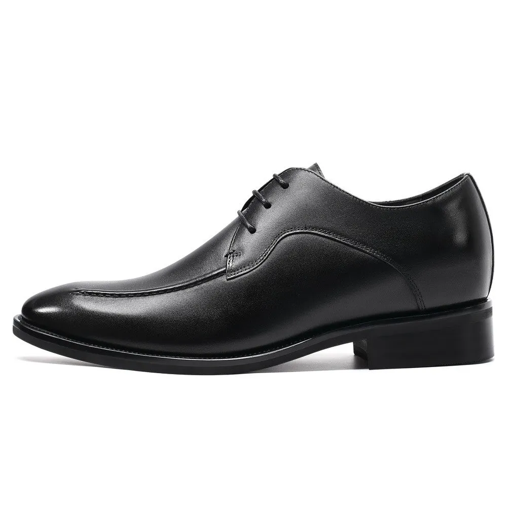 7 CM/2.76 Inches CMR CHAMARIPA Men's Elevator Dress Shoes - Black Leather Lace-Up Formal Shoes