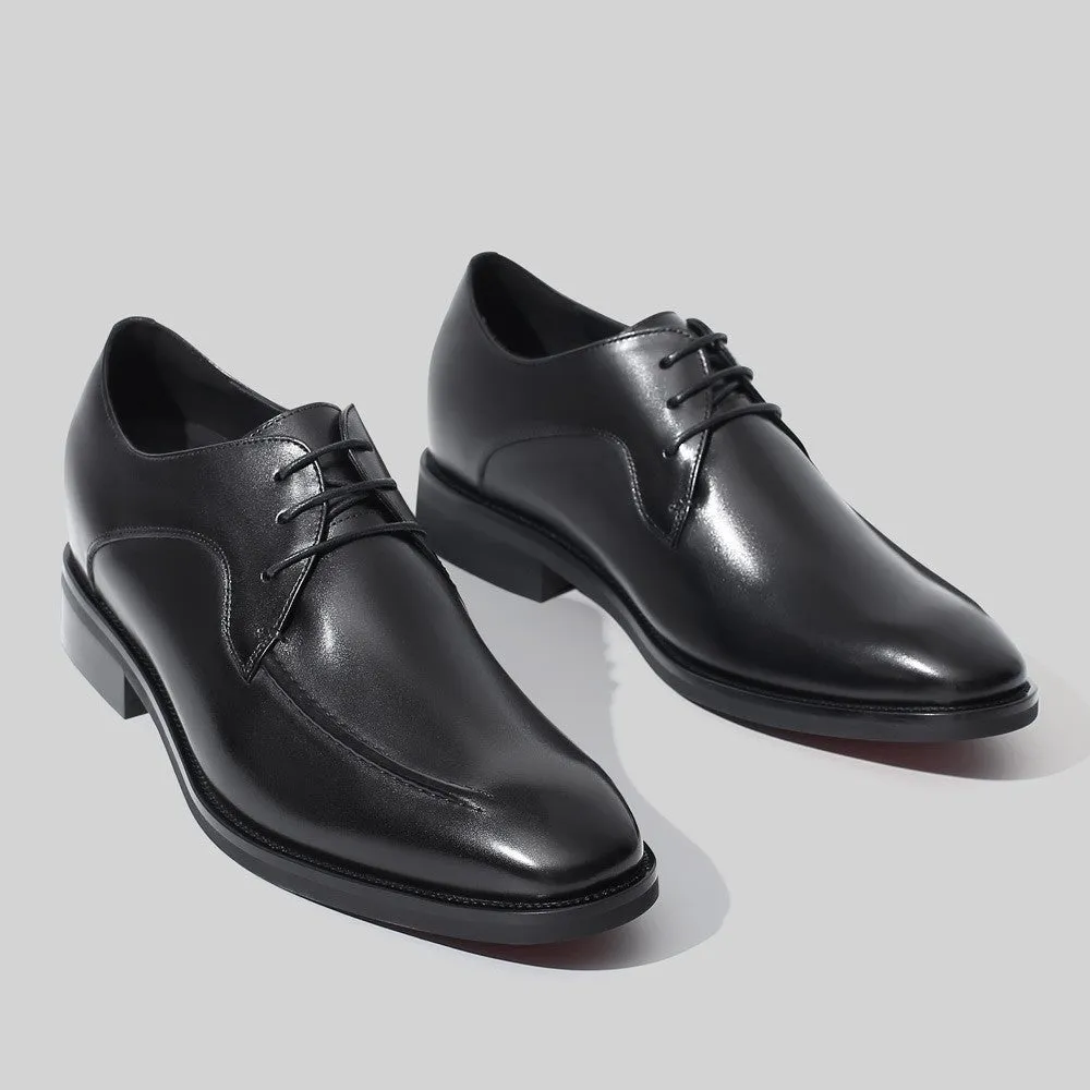 7 CM/2.76 Inches CMR CHAMARIPA Men's Elevator Dress Shoes - Black Leather Lace-Up Formal Shoes
