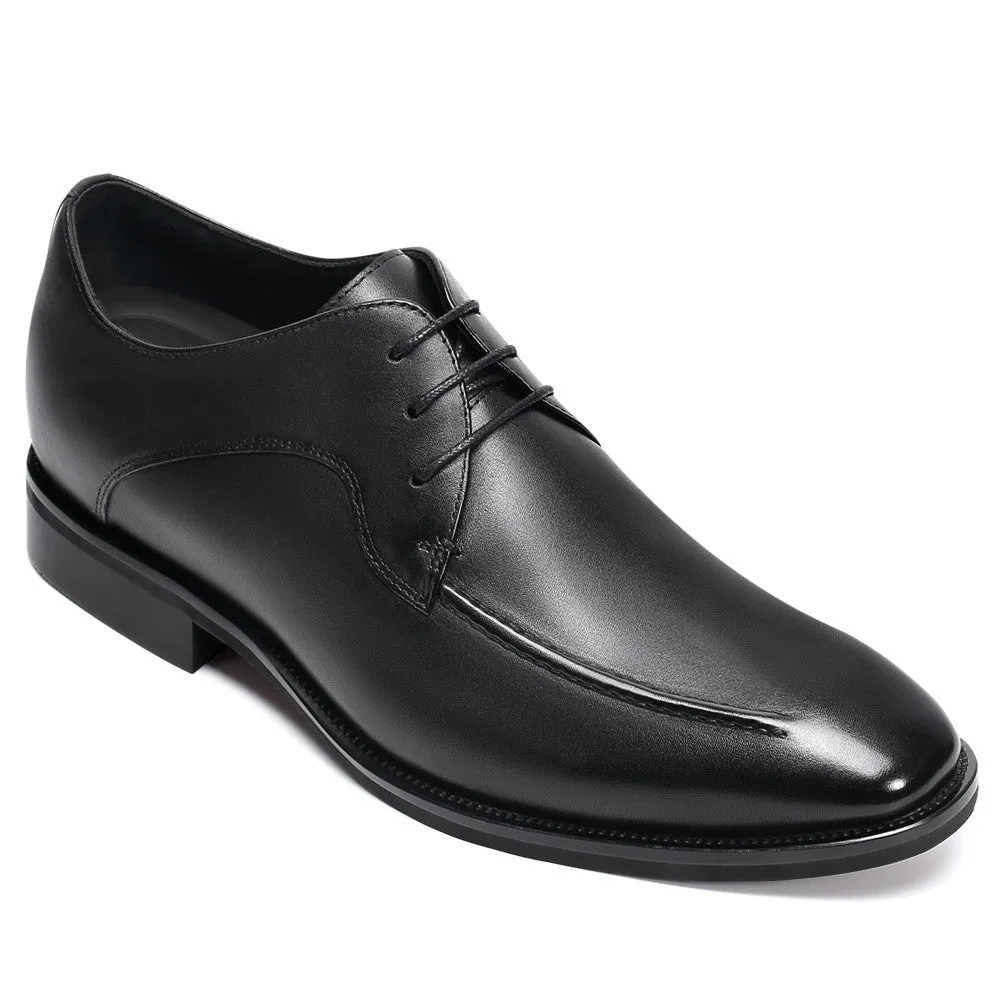 7 CM/2.76 Inches CMR CHAMARIPA Men's Elevator Dress Shoes - Black Leather Lace-Up Formal Shoes