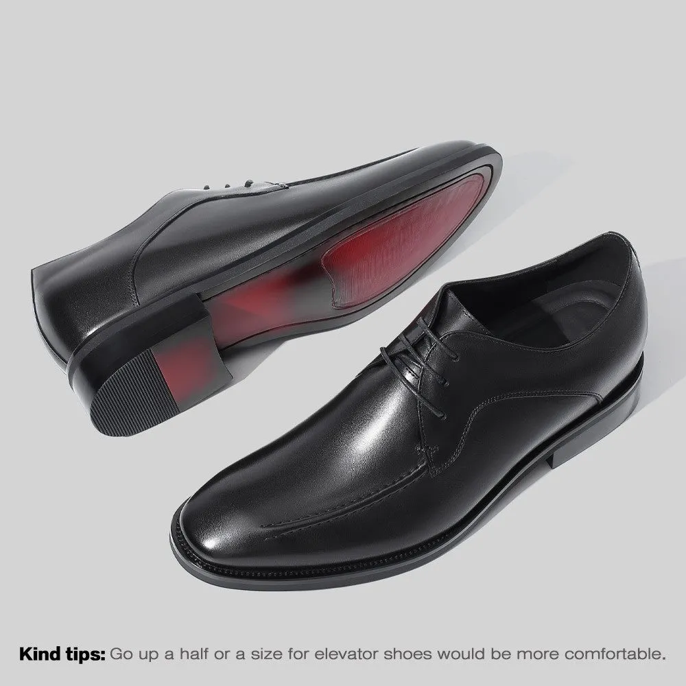 7 CM/2.76 Inches CMR CHAMARIPA Men's Elevator Dress Shoes - Black Leather Lace-Up Formal Shoes