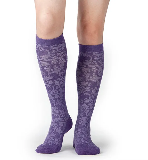 76% Rich Merino Wool Everyday Compression Socks (15-20mmHg) - Floral- 2 Pack