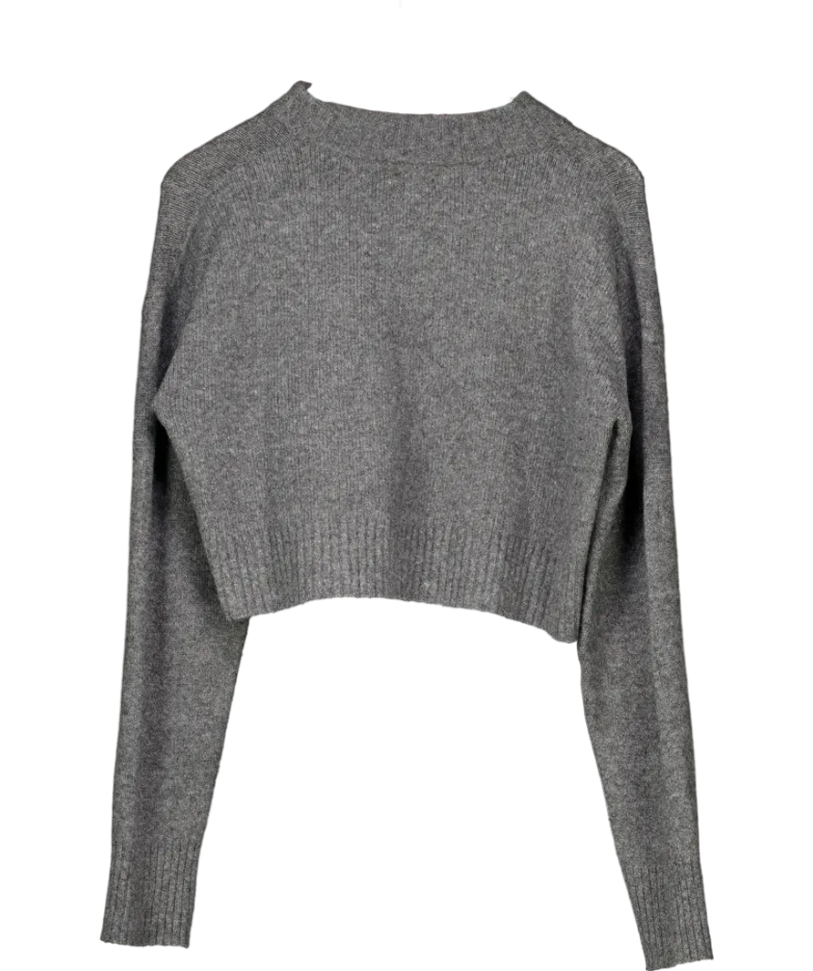 Adanola Grey V Neck Knit Sweatshirt UK S