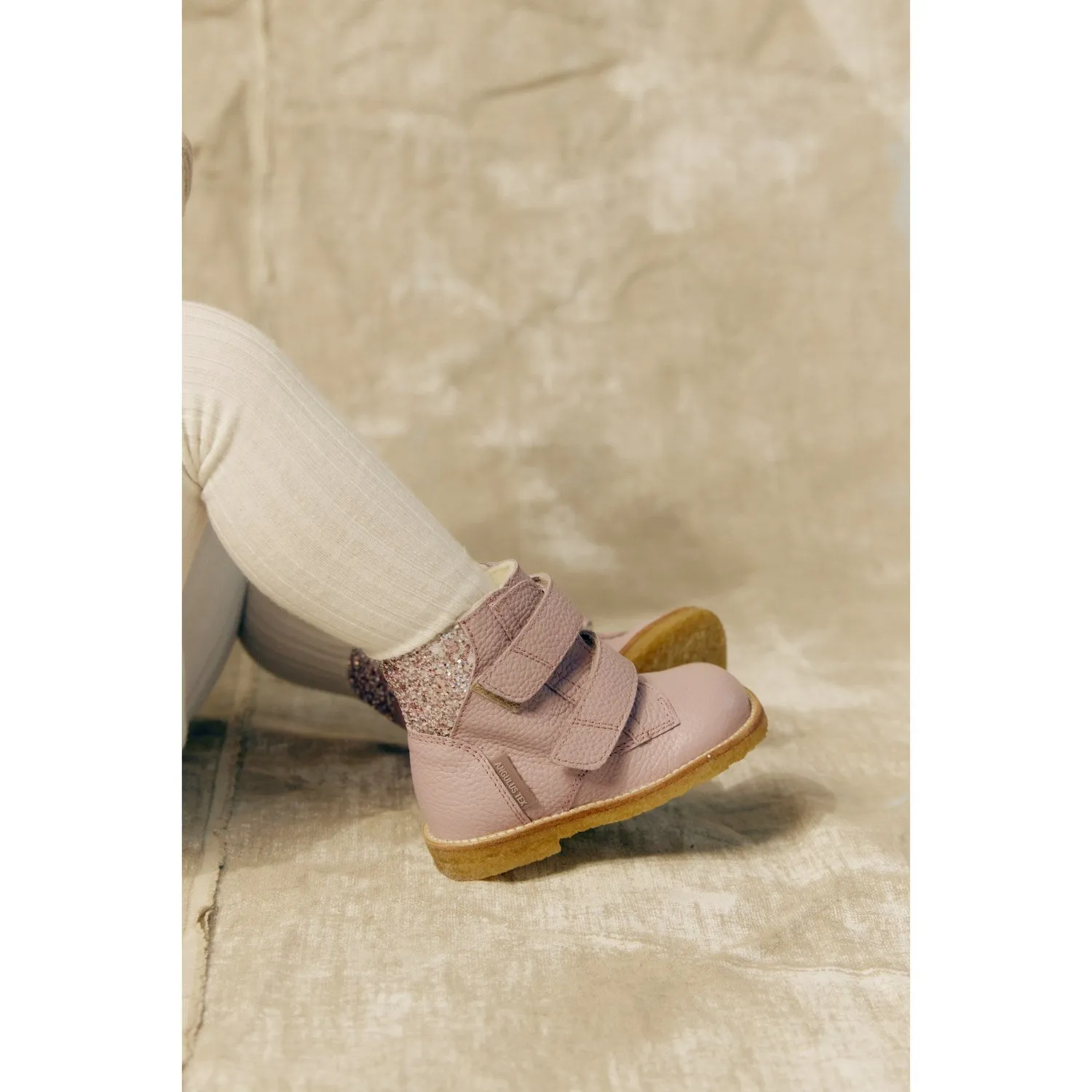 Angulus Mauve/Mauve Glitter Tex-Boot Med Glitter Og Velcro Closure