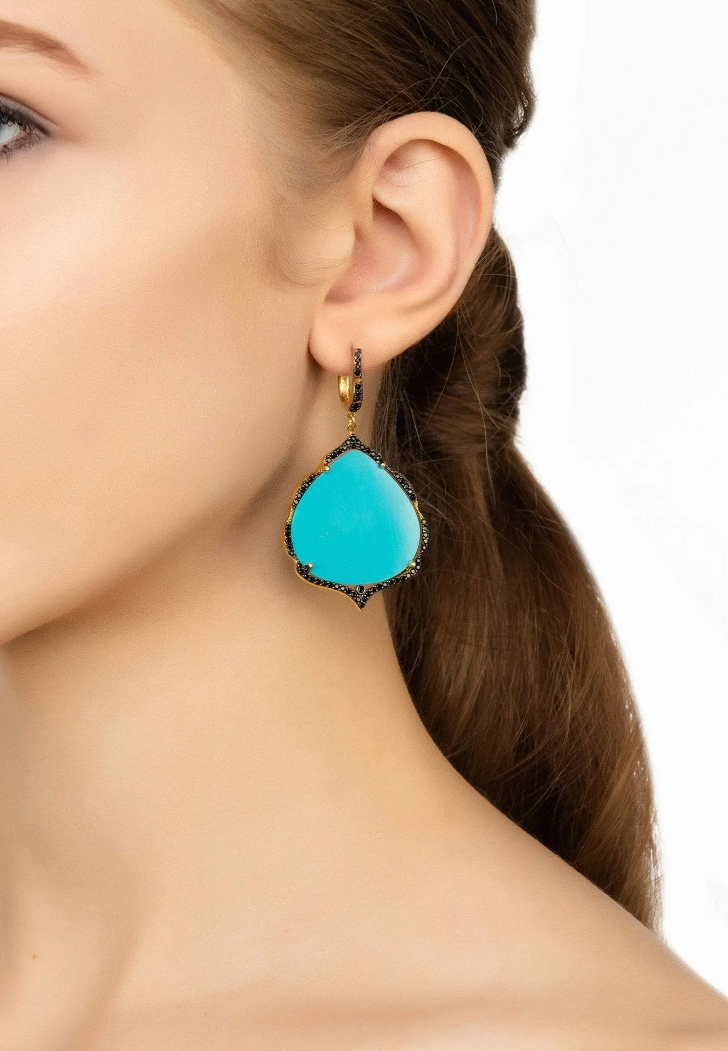 Antoinette Earrings Gold Turquoise