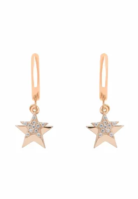 Astro Double Star Huggie Hoop Earring Rosegold