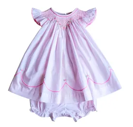 Baby Girl's "Emily and Jason" Pink Smocked Bishop Dress