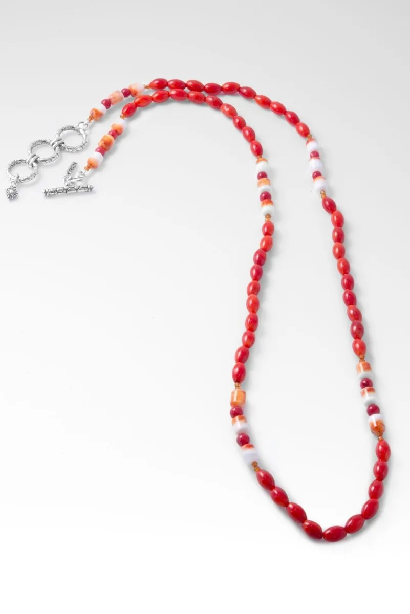 Beaded Dyed Red Coral Necklace™ in Watermark