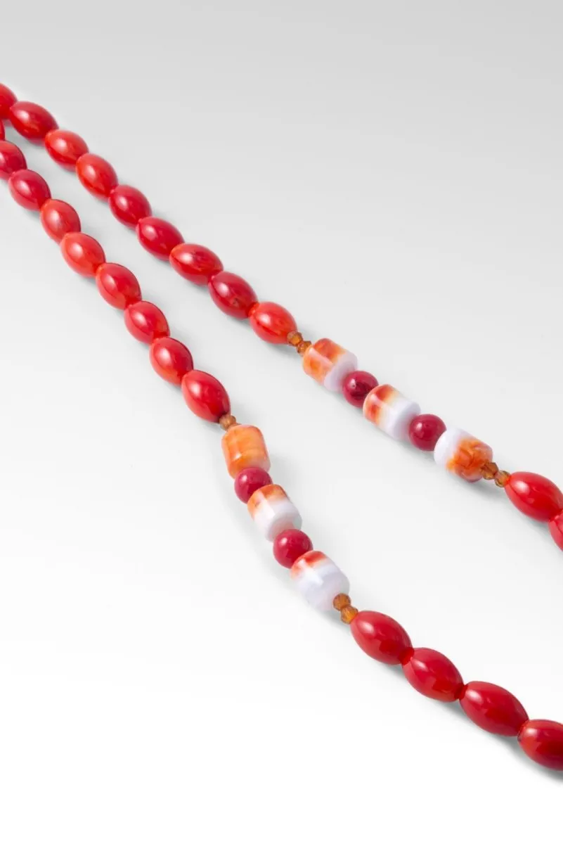 Beaded Dyed Red Coral Necklace™ in Watermark