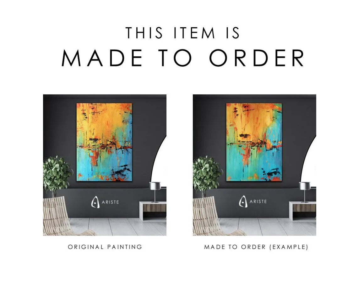 Blue & green oversized color field painting made to order in a custom size