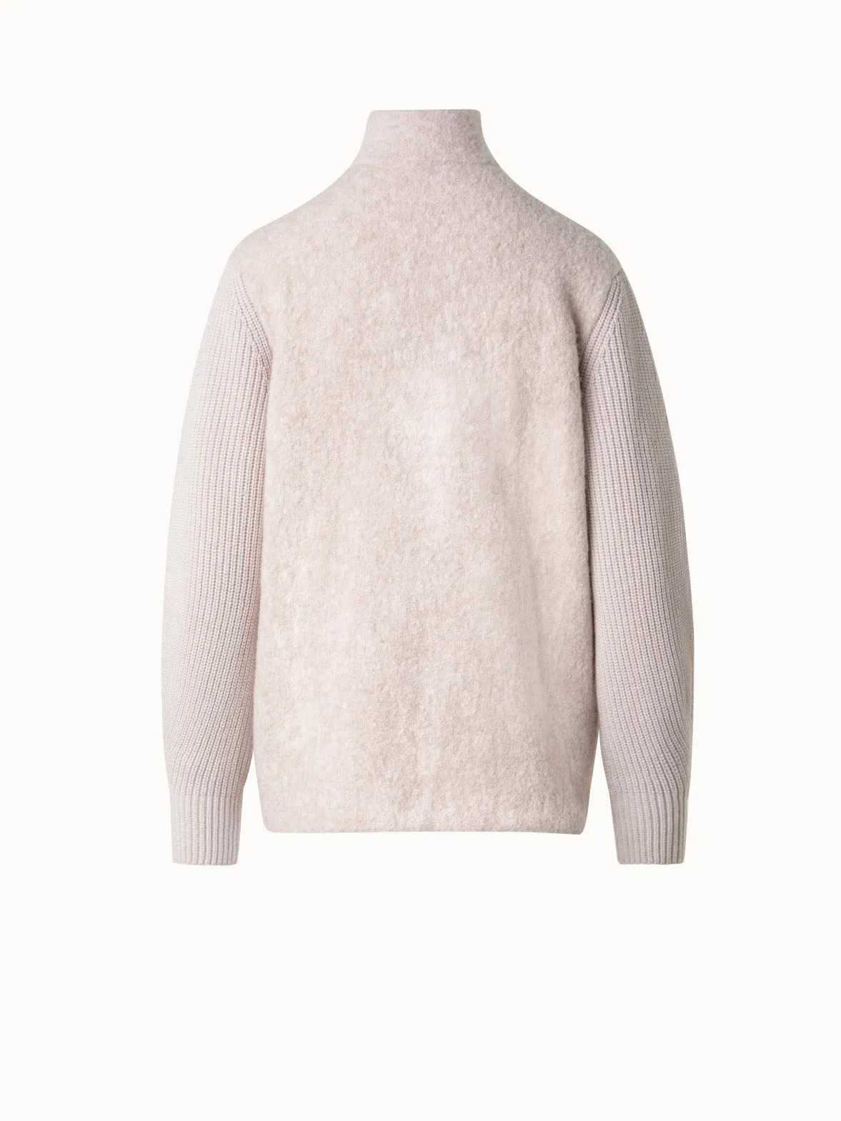 Bouclé Zip Cardigan in Cashmere Silk