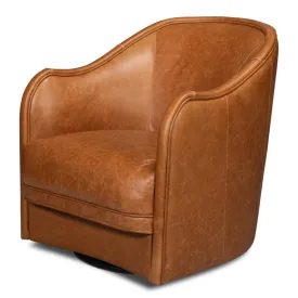 Brown Soft Leather Swivel Chair