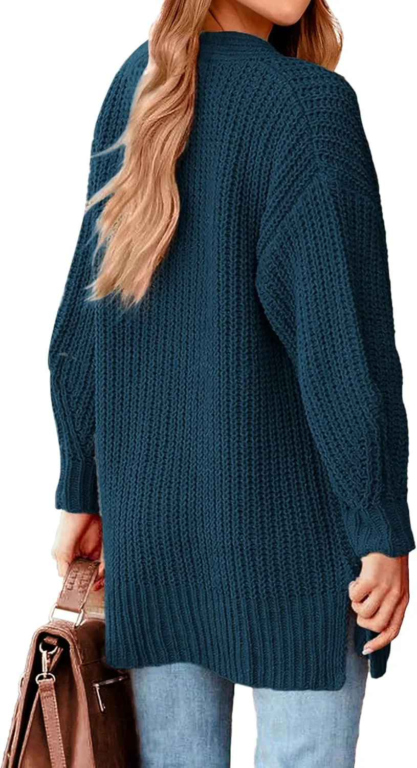 BTFBM Women's Button Down Cardigan Coat Long Sleeve Fall Winter Clothes Loose Chunky Knit Open Front Sweater Outerwear