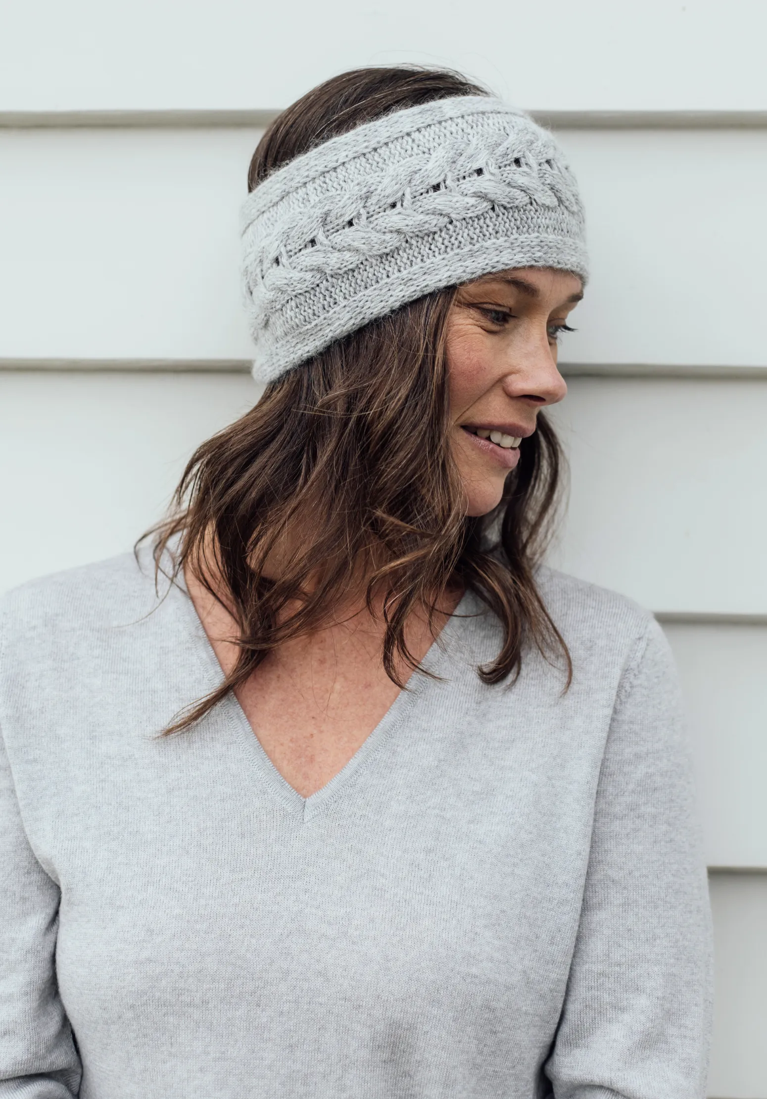 Cable Headband - Dove Grey