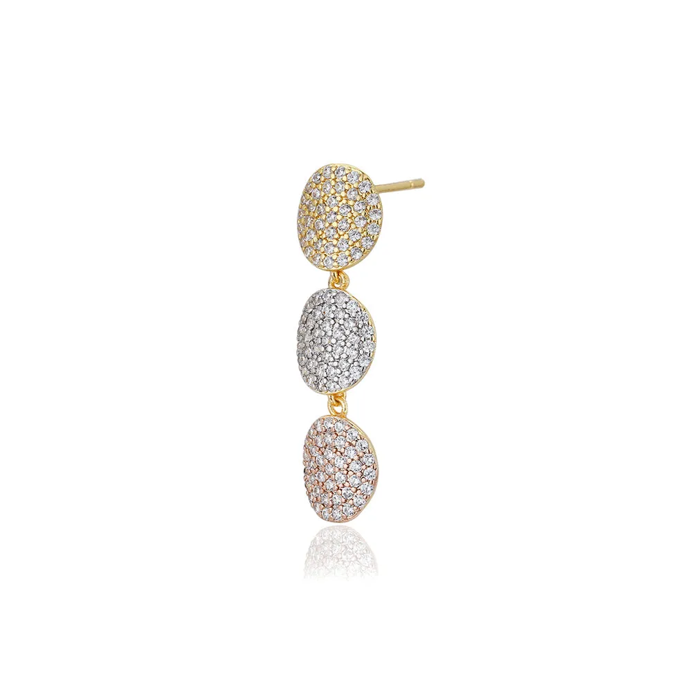 Carlton London Premium Jwlry-Gold Toned Cz Studded Gold-Plated Contemporary Handcrafted Drop Earrings Fje4139