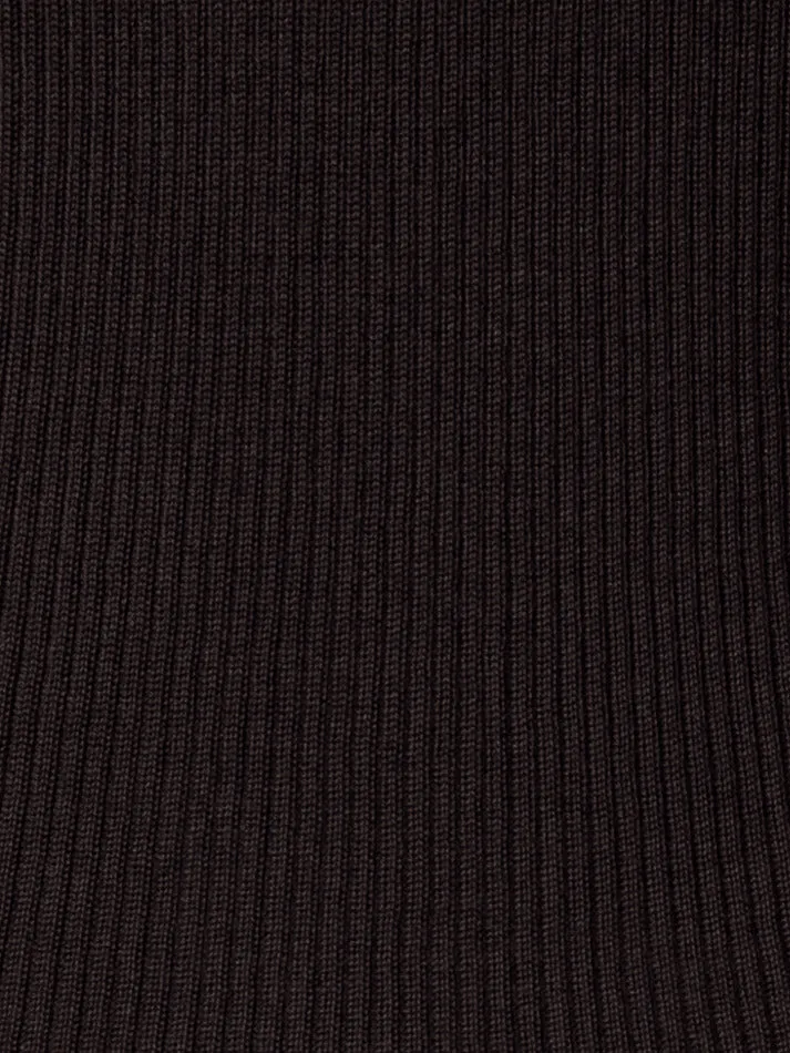 Soft Cashmere Silk Fine Ribbed Mock Neck Sweater