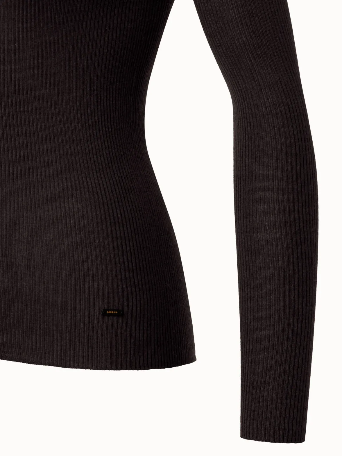 Soft Cashmere Silk Fine Ribbed Mock Neck Sweater
