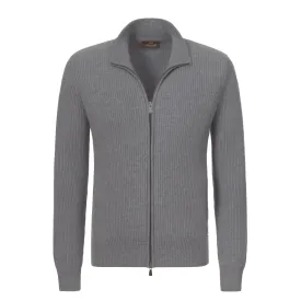 Cashmere Zip-Up Sweater in Grey