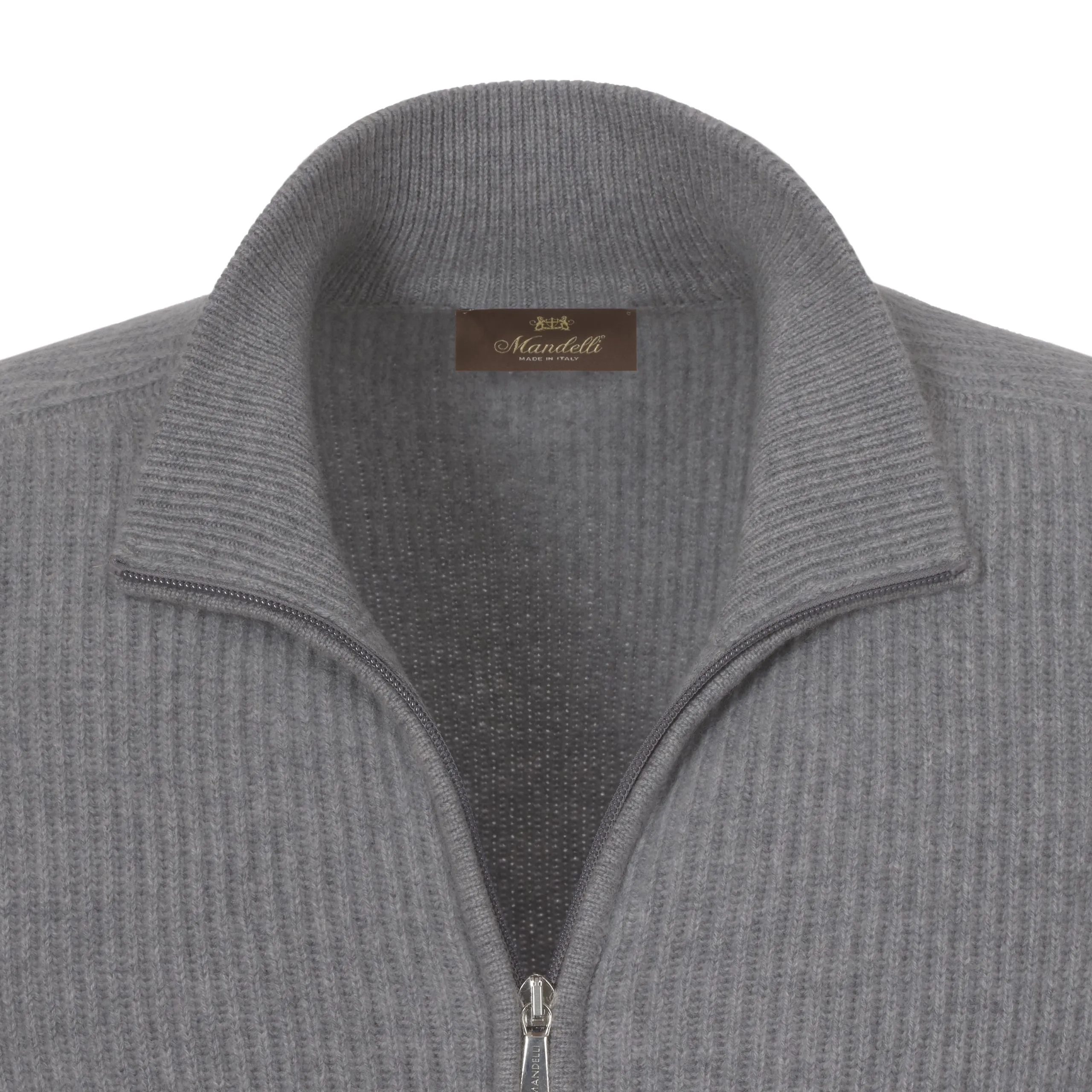 Cashmere Zip-Up Sweater in Grey