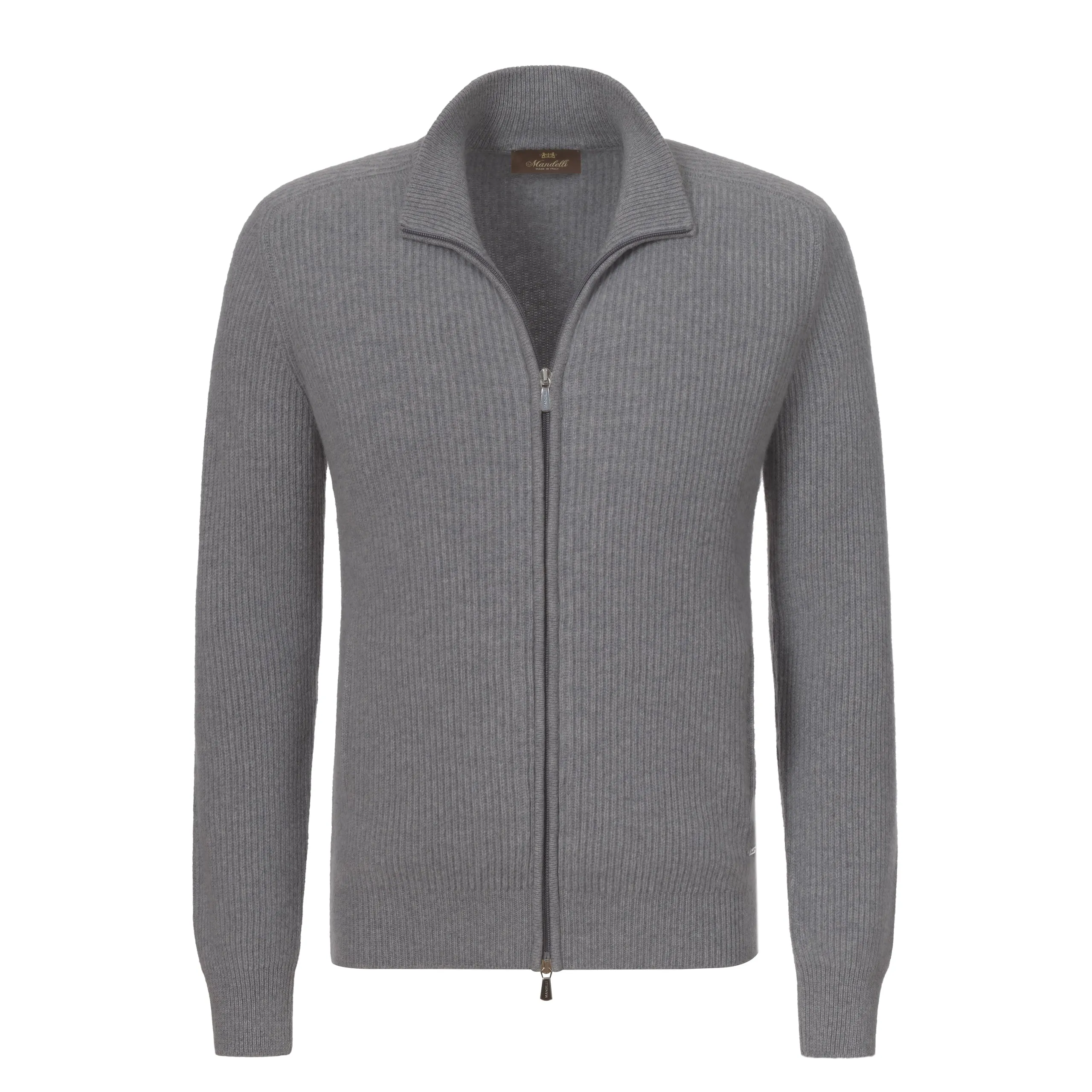 Cashmere Zip-Up Sweater in Grey