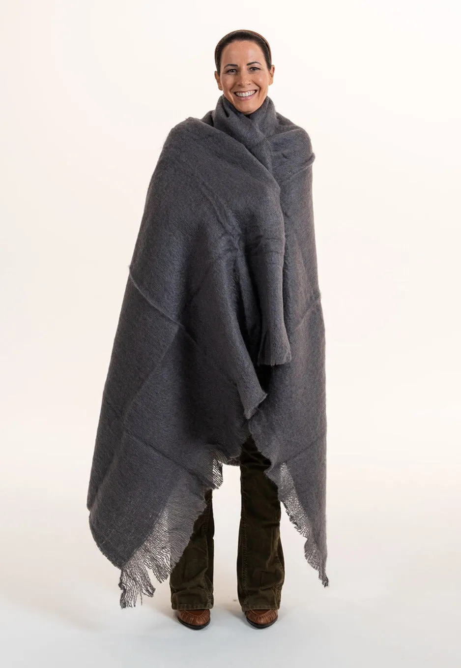 Charcoal Mohair Throw