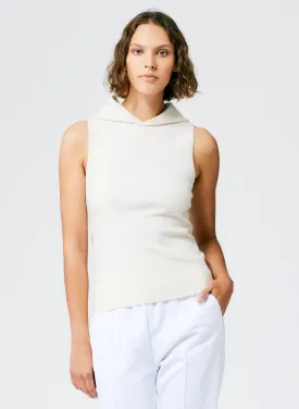 Compact Stretch Cashmere Sleeveless Hoodie