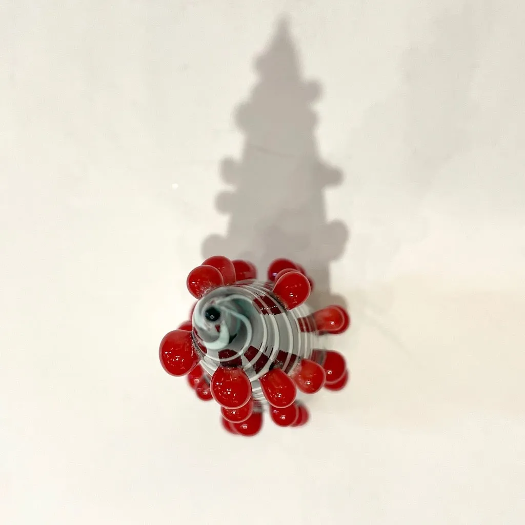 Contemporary Italian White Green Red Murano Glass Christmas Tree Cone Sculpture