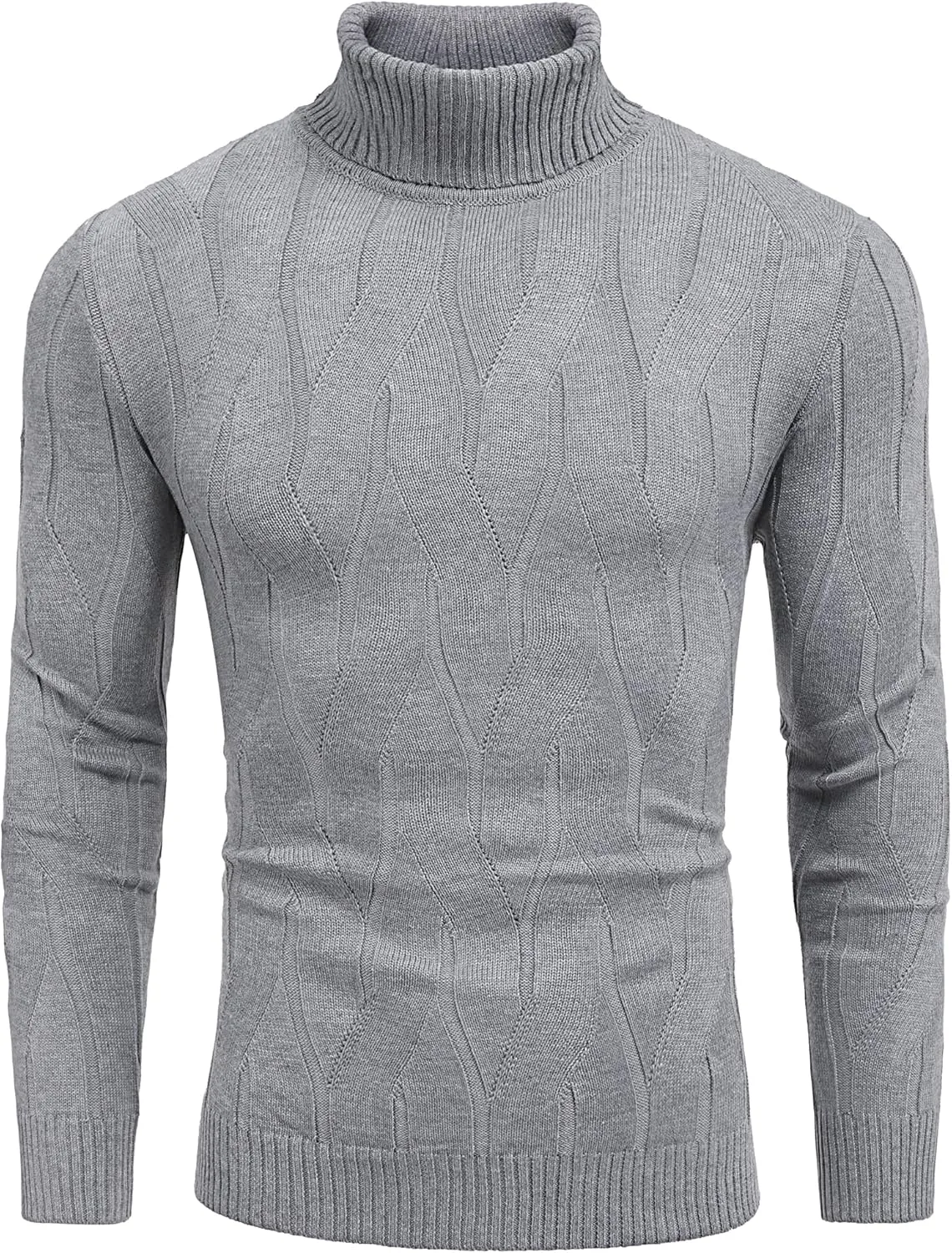 COOFANDY Men's Slim Fit Turtleneck Sweater Long Sleeve Casual Knitted Pullover Sweaters