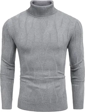 COOFANDY Men's Slim Fit Turtleneck Sweater Long Sleeve Casual Knitted Pullover Sweaters