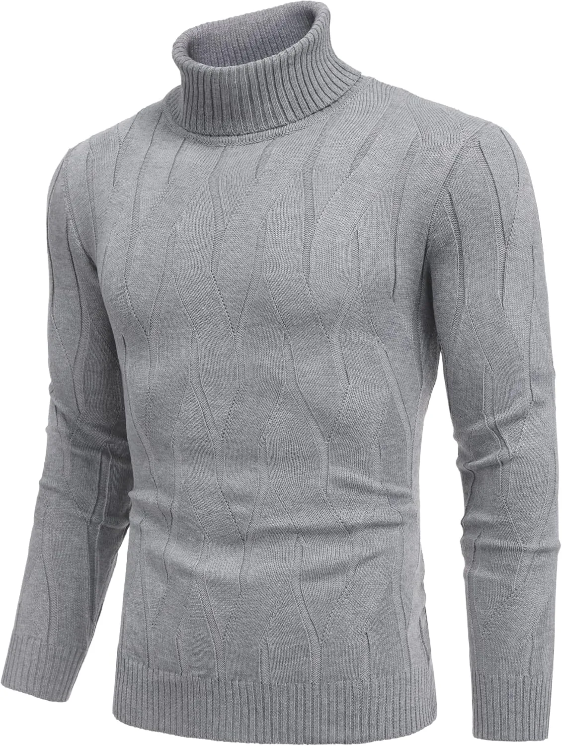 COOFANDY Men's Slim Fit Turtleneck Sweater Long Sleeve Casual Knitted Pullover Sweaters