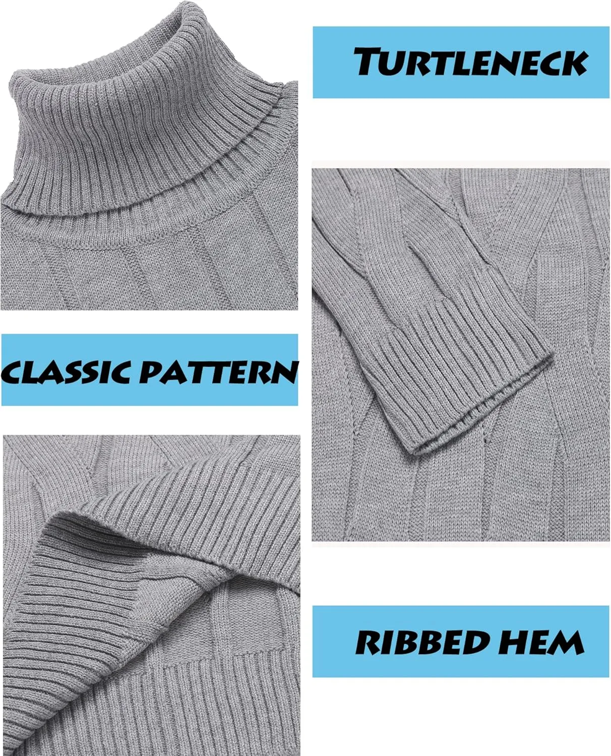 COOFANDY Men's Slim Fit Turtleneck Sweater Long Sleeve Casual Knitted Pullover Sweaters