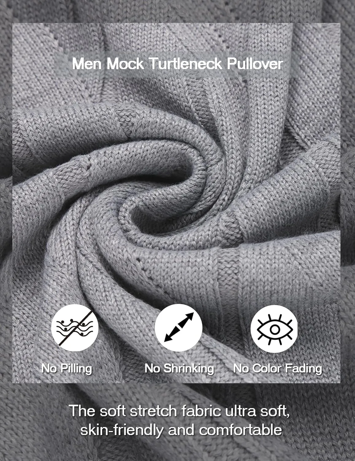COOFANDY Men's Slim Fit Turtleneck Sweater Long Sleeve Casual Knitted Pullover Sweaters