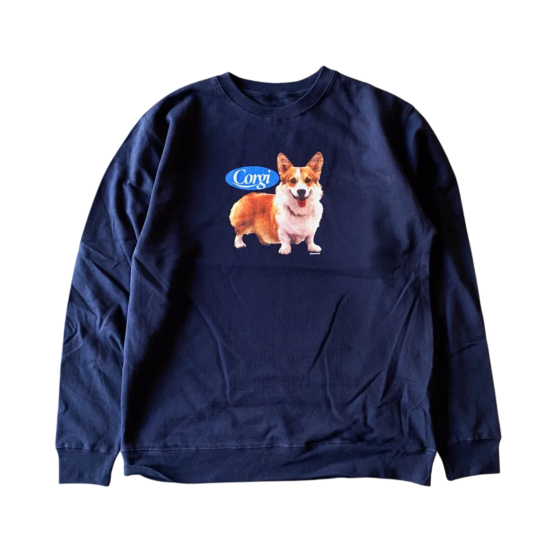 Corgi Smile Blue Crewneck