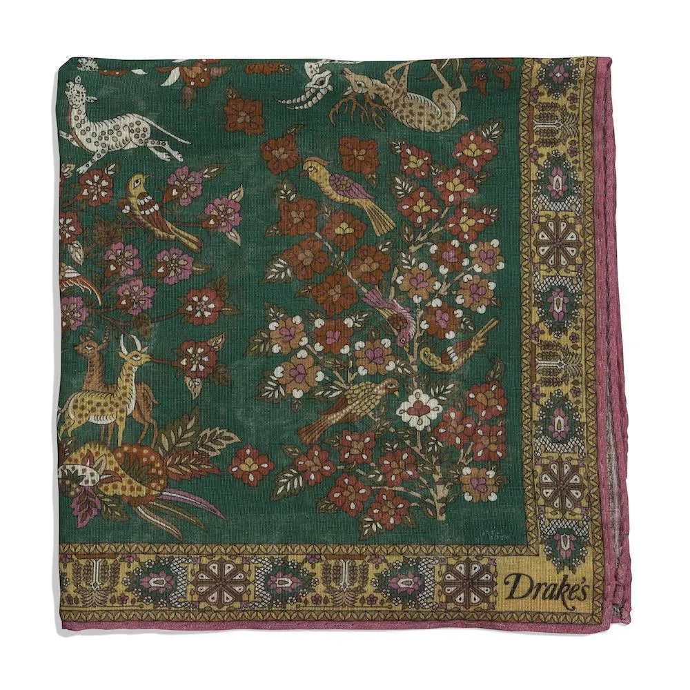 Cotton/Modal/Cashmere Print Garden of Eden Pocket Square