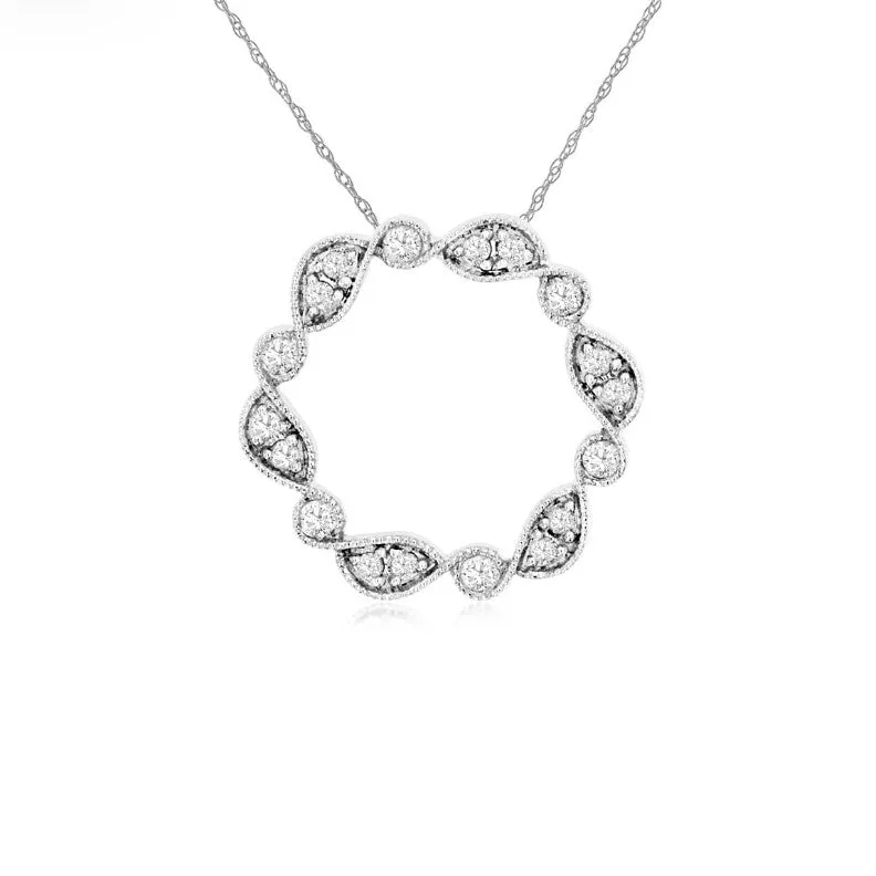 Diamond Tapered Design Open Circle Pendant