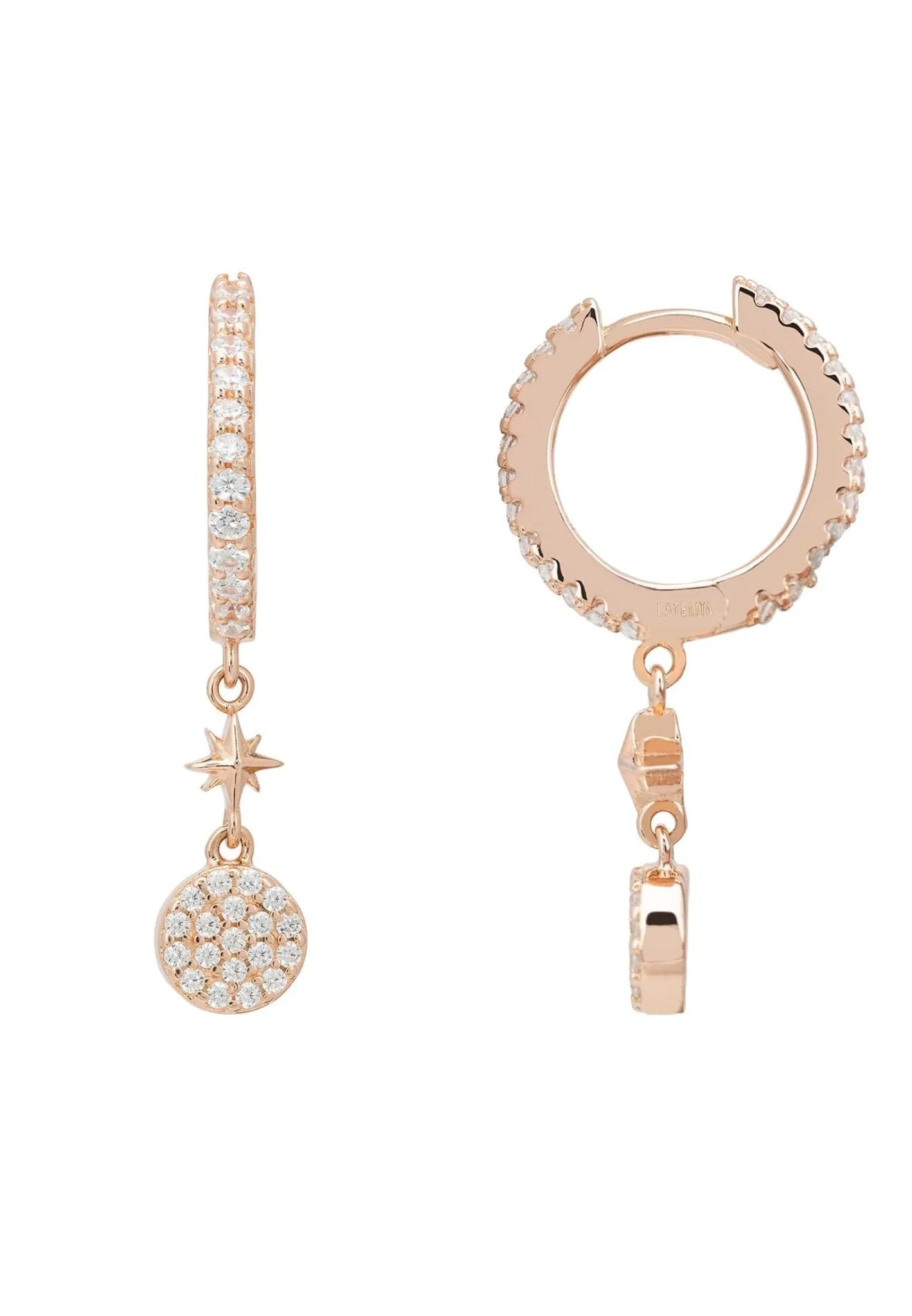 Disc Huggie Hoop Earrings Rosegold