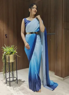 Double Shaded Sleeveless Saree With Belt