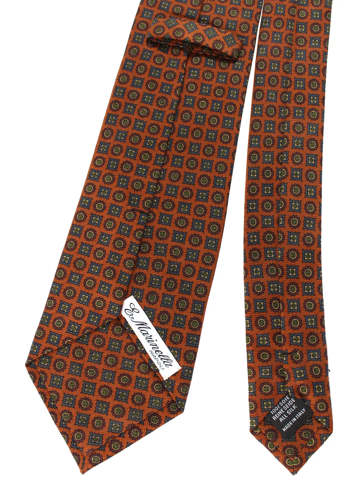 E. Marinella Silk Tie Brown Green Medallions