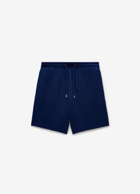 Eyelet Mesh Knit Shorts Delft Blue