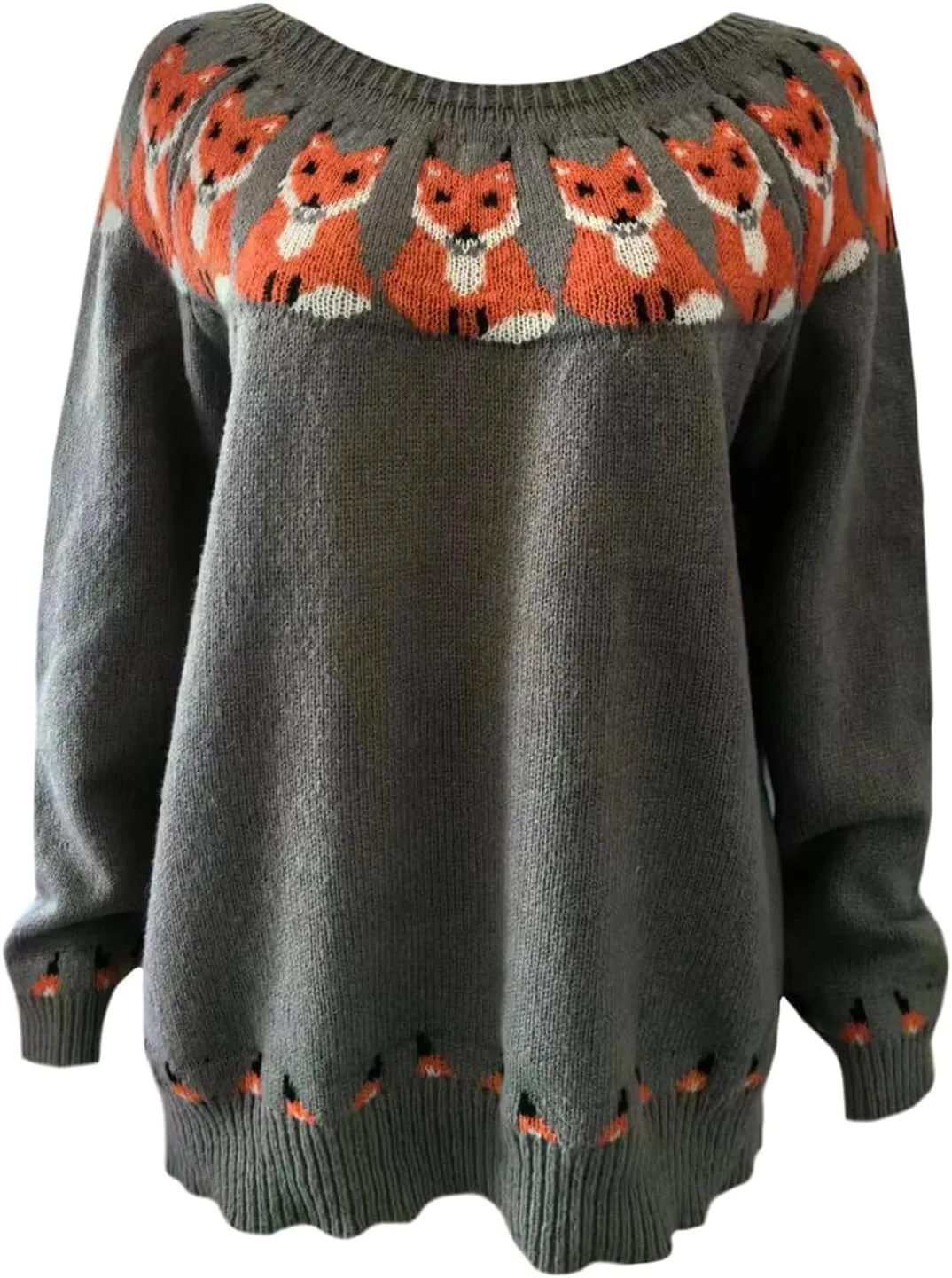 Fair Isle Sweater for Women Long Sleeve Pullover Sweaters Womens Casual Loose Fair Isle Knit Sweater Tops